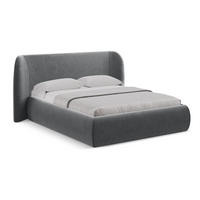 POLSTERBETT mit Bettkasten und Lattenrost 230x215 Grau - Dunkelgrau/Schwarz, Kunststoff/Textil (180/200cm) - LaMiaSofa