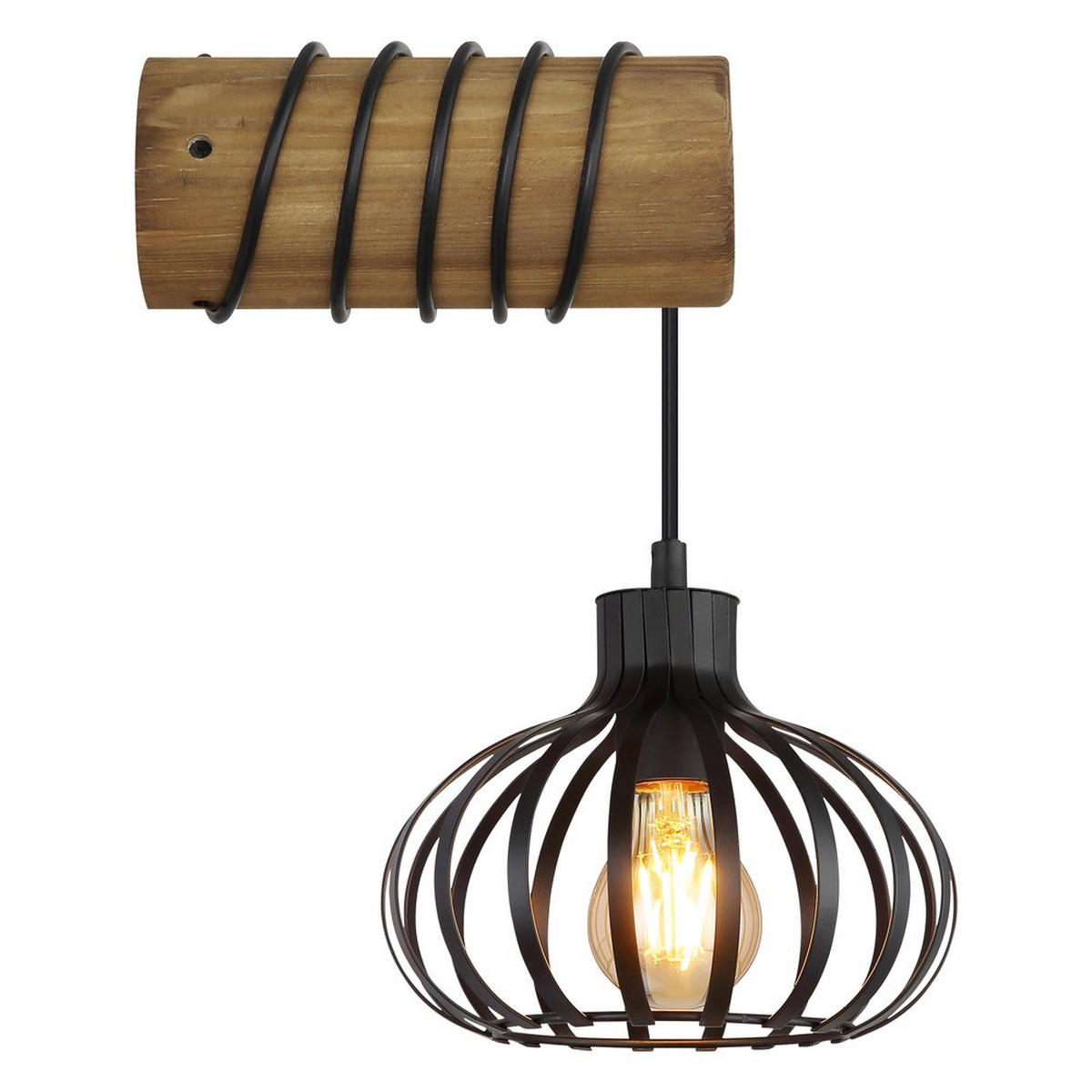 WANDLEUCHTE CALDWELL Holz braun Retro, mit Steckdose - Braun, Holz (20/59/29cm) - Globo Lighting