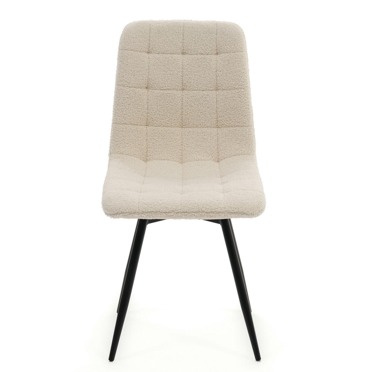 STUHL ARCO drehbar gepolstert mit Steppung - hellbeige - Boucle Teddy - Ecru/Schwarz, Textil/Metall (46/90/51cm) - NEW HOME