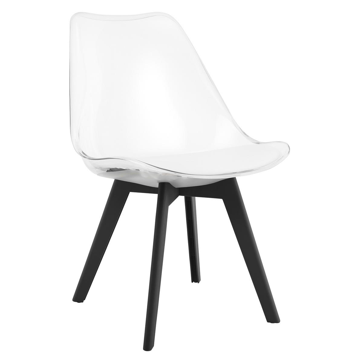 ESSZIMMERSTUHL RIKX transparenter Sitz, schwarze Beine - Transparent/Schwarz, Kunststoff (49/82/43cm) - Valora