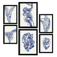 POSTER Set Mit 6 Verlockend Schrägen In Form Abstracts Ästhetische Dekorative Gemälde Für Ihr Wohnzimmer Schlafzimmer Zuhause A3 & A4 Schwarzer Rahmen - Schwarz, Papier (29/3cm) - Nacnic
