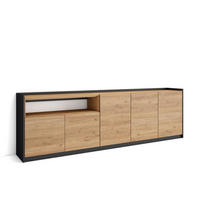 SIDEBOARD, Highboard, Eiche Schwarz, 260/37/80cm - Eichefarben, Holzwerkstoff (260/80/37cm) - Skraut Home