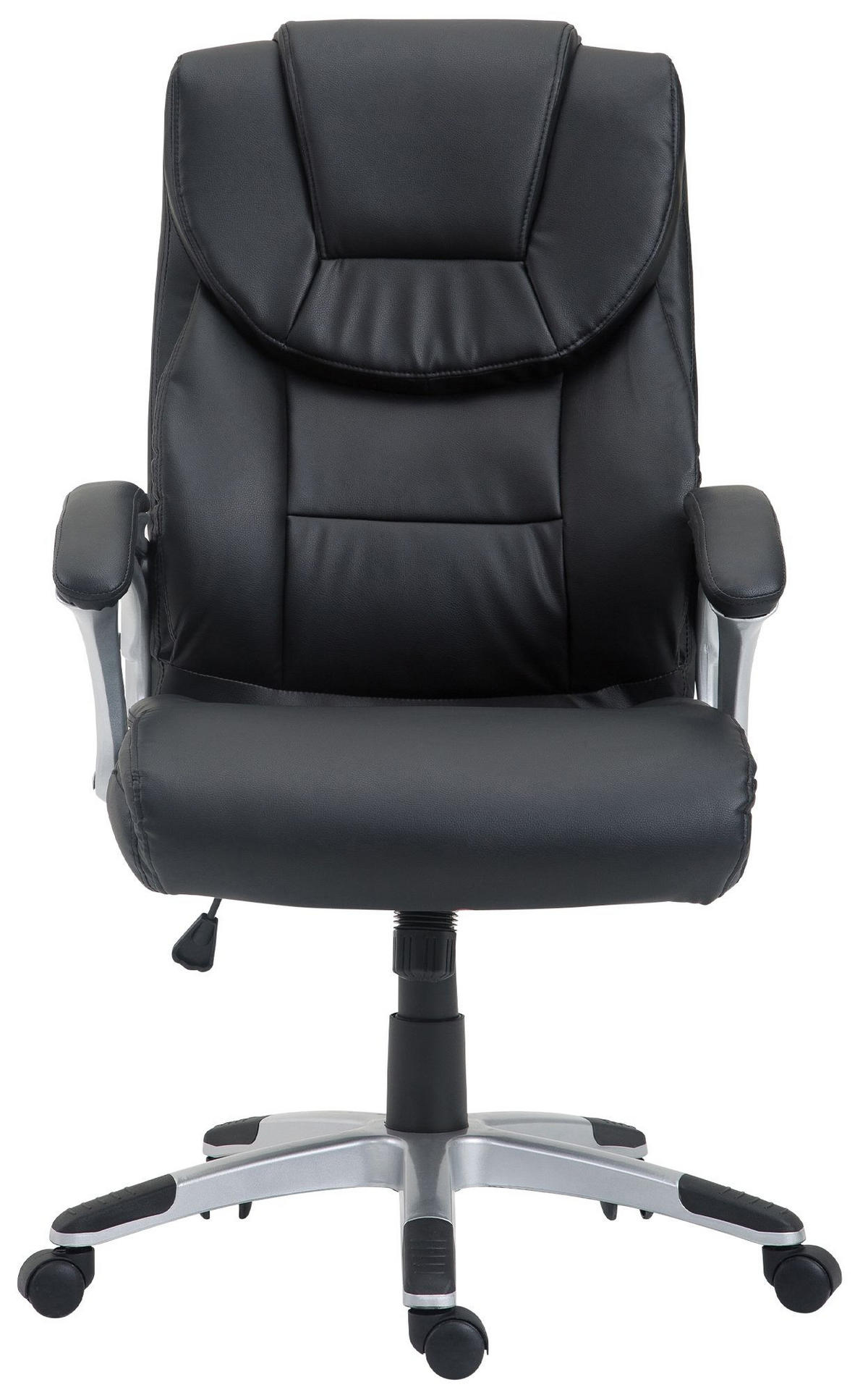 CHEFSESSEL Lederlook Schwarz - Schwarz/Grau, Kunststoff/Textil (65/109/73cm) - CLP