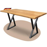 ESSTISCH Massivholz mit Baumkante KEANU 160x80 cm Eichenholz Doppel-Dreieck Gestell - Braun, Holz/Metall (80/160/76cm) - DELUKE