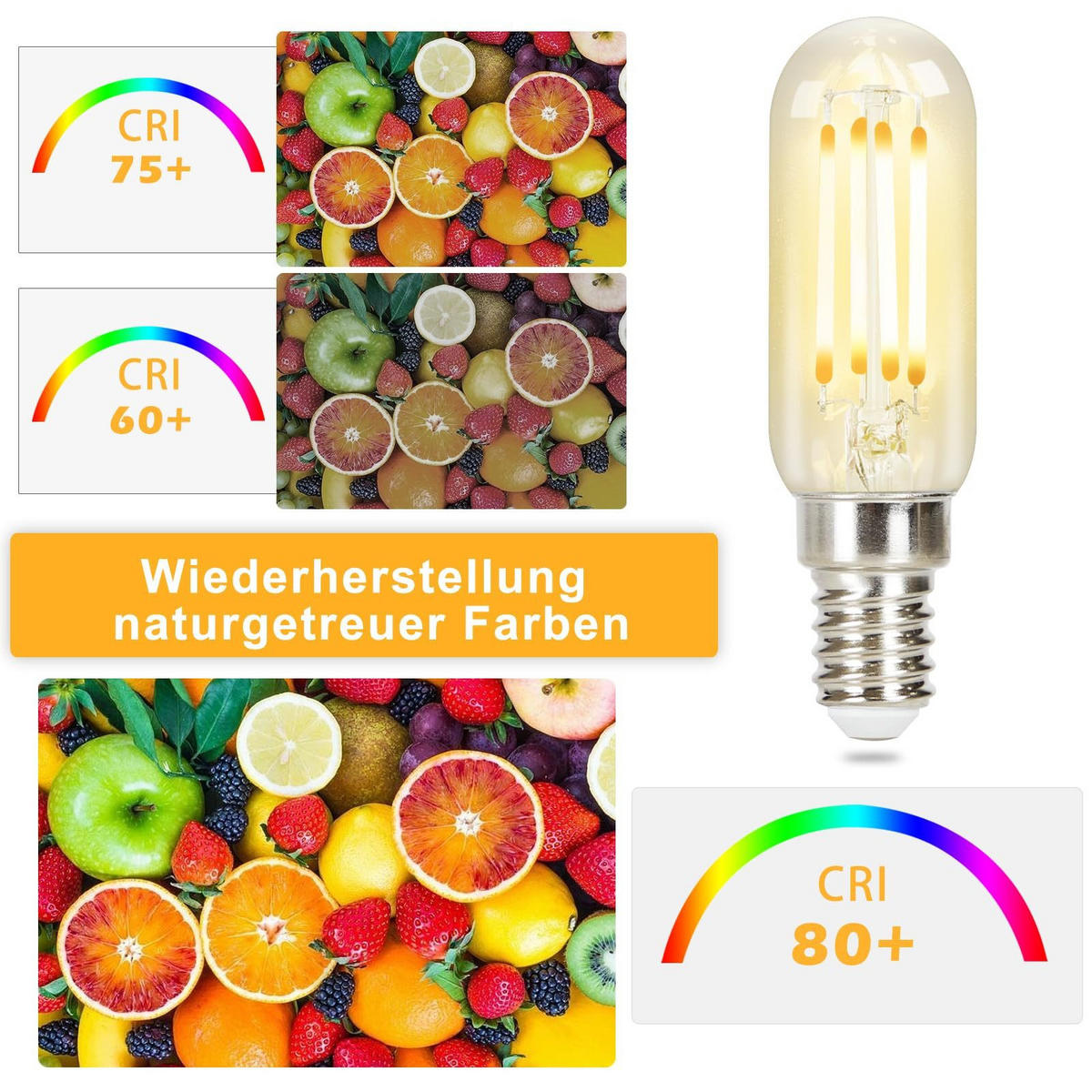 LED žárovky E14 4W (sada 4 ks) - průhledná, sklo (2/8cm) - Nettlife