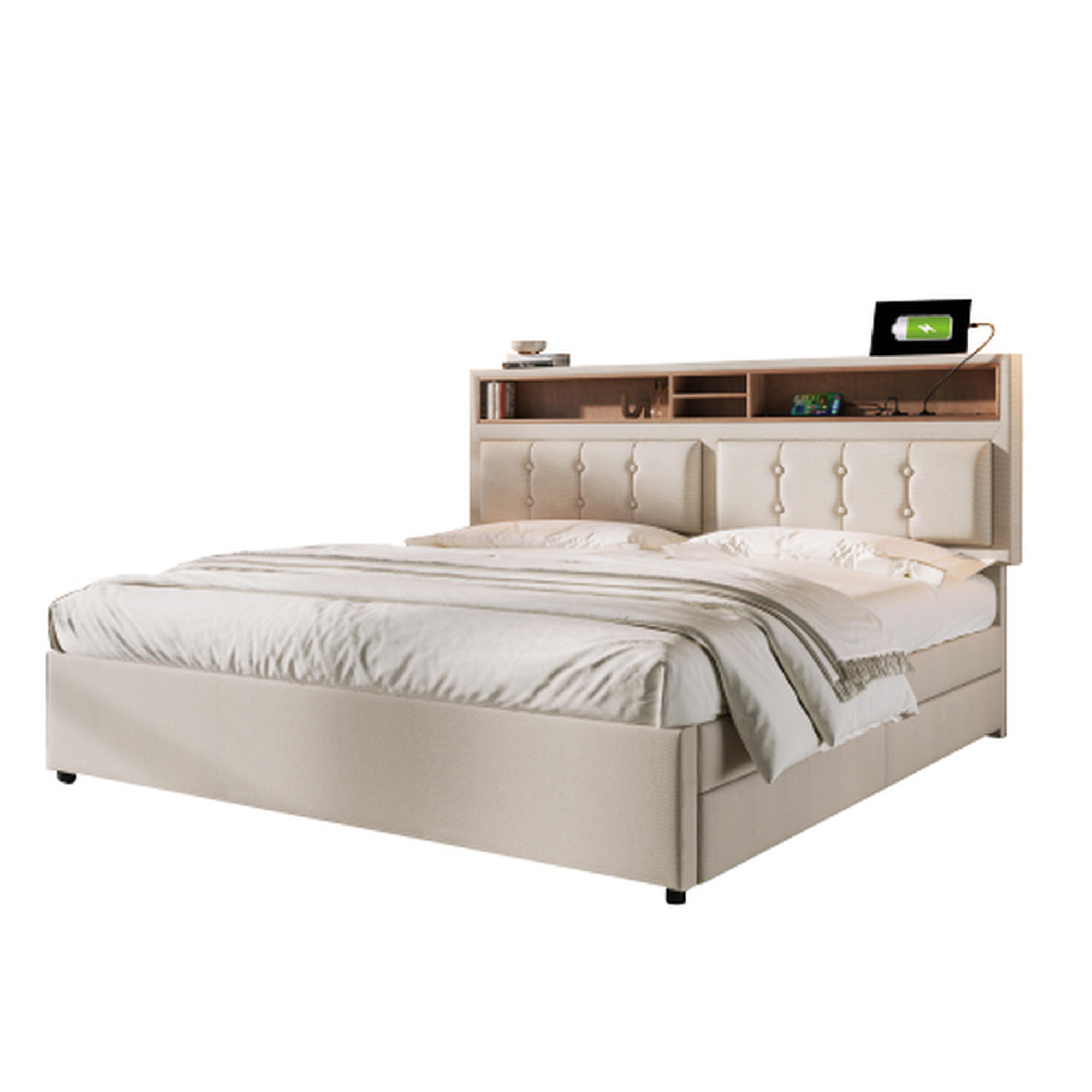 Flieks Polsterbett Beige 140x200 cm