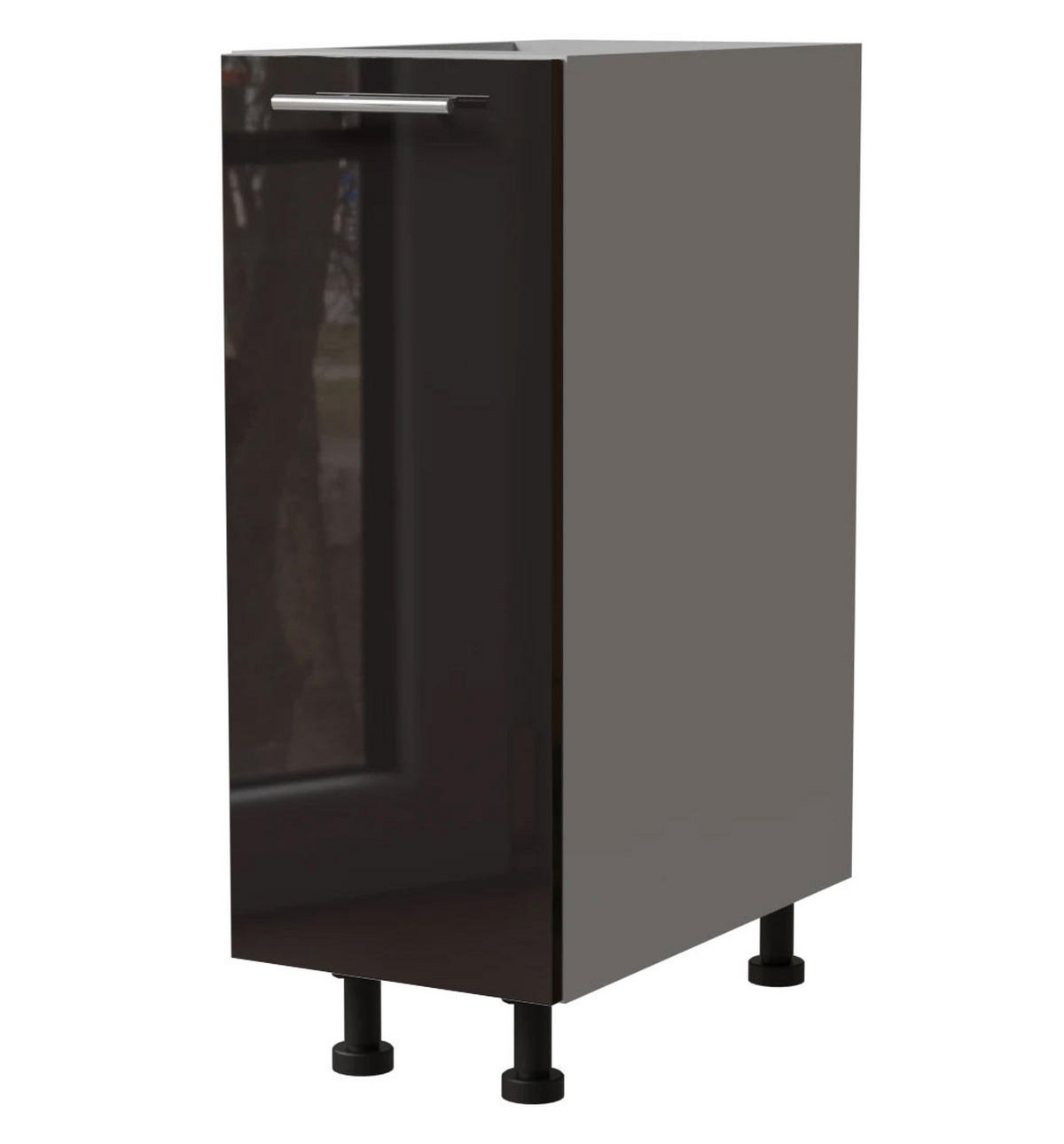 KÜCHENUNTERSCHRANK Essen D1D/20 Schwarz Hochglanz / Grau Matt 20 / 50 / 82cm - Schwarz Hochglanz/Schwarz, Holz/Holzwerkstoff (20/82/50cm) - Feldmann-Wohnen