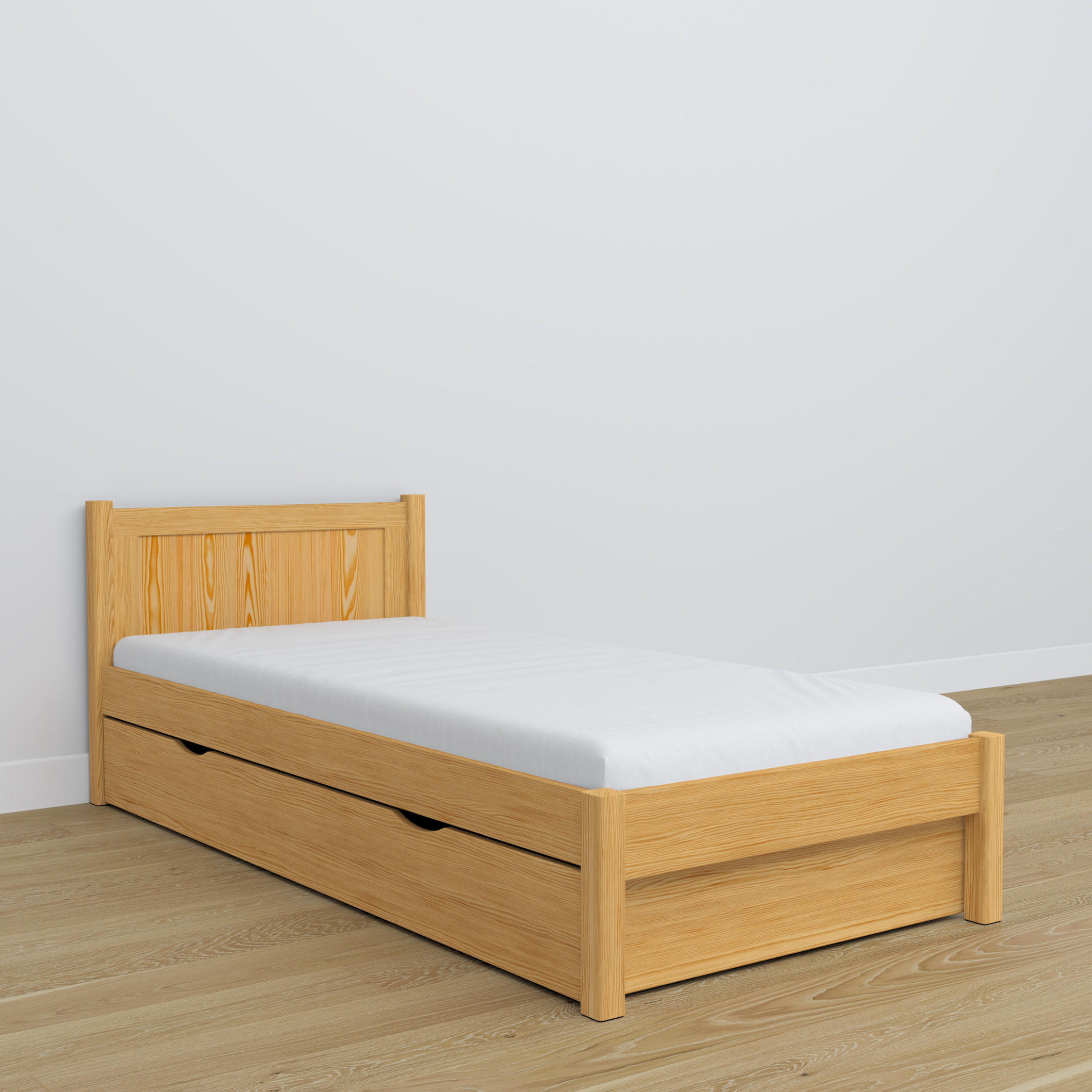 BETT mit Schublade N02 Naturkiefer 80/190 - Hellbraun, Naturmaterialien/Holz (80/190cm) - N-Wood