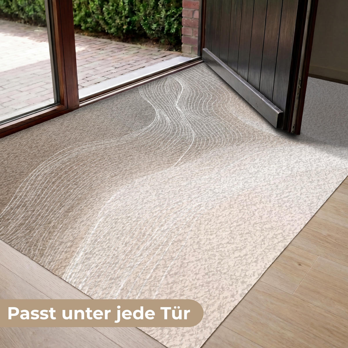 FUSSMATTE Wellenlinien - Luftströme - Harmonisch Schmutzfänger 150x90 cm - Beige, Kunststoff (150/90cm) - MuchoWow