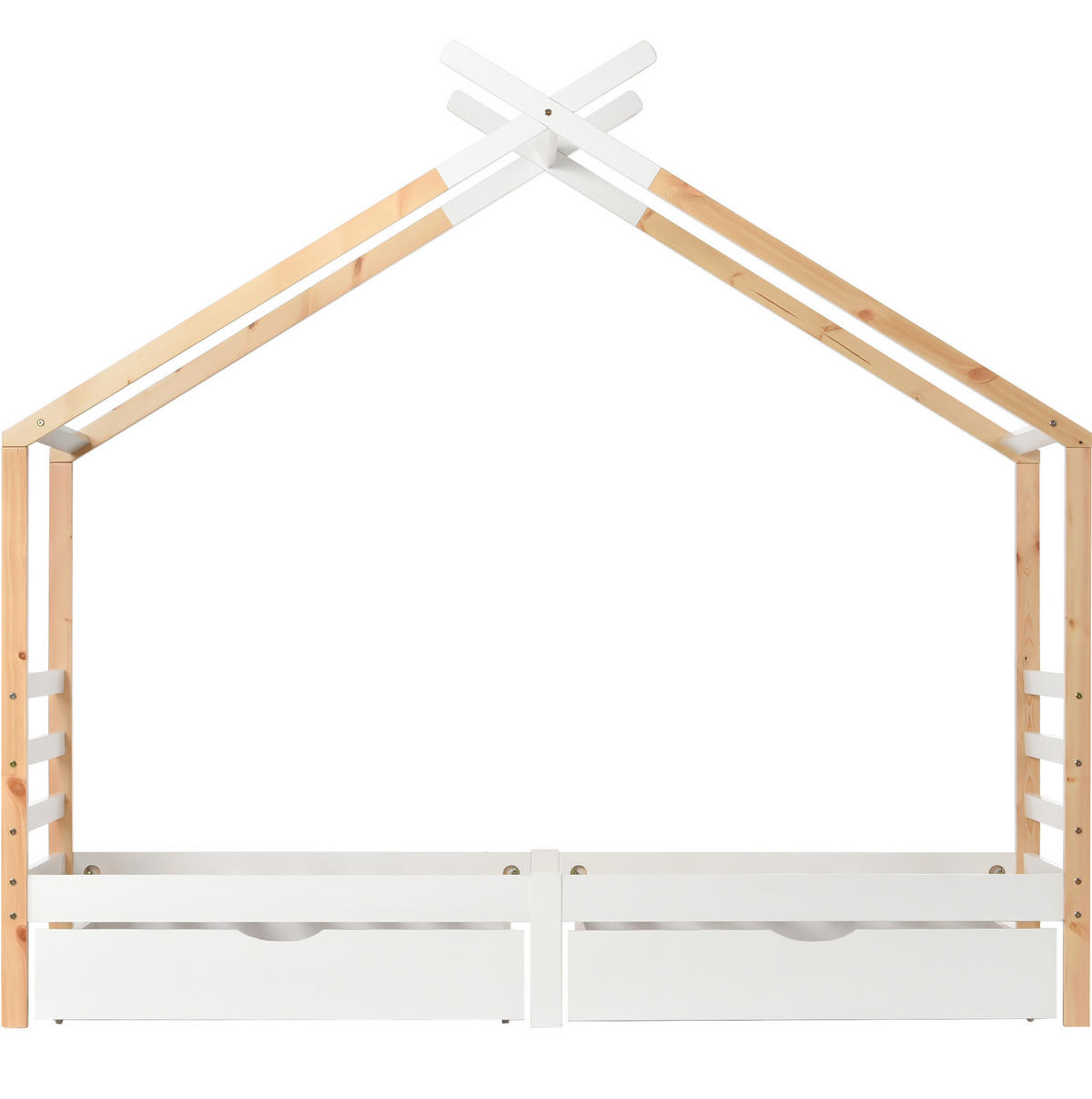 KINDEREINZELBETTEN aus Kiefer-Massivholz 90x200 cm in Weiß mit Schubladen - Weiß, Holz (90/200cm) - Modfu