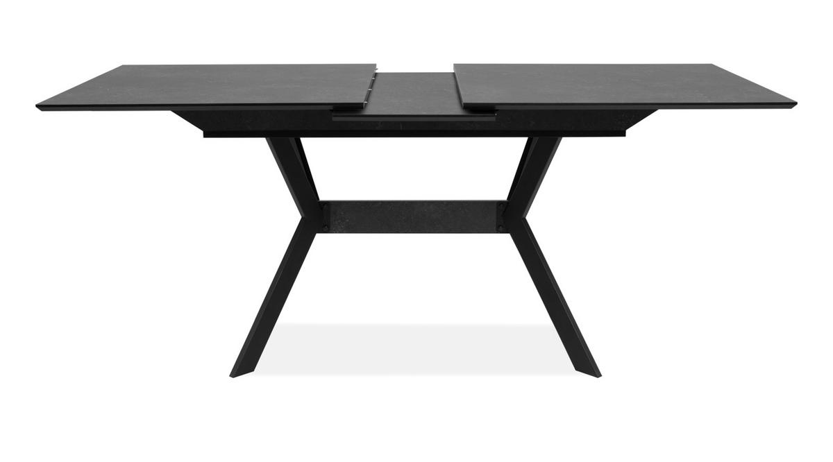 ESSTISCH Stein grau dunkel, Küchentisch ausziehbar 160 - 200 x 90 cm - Dunkelgrau/Schwarz, Holzwerkstoff/Metall (160/90/76cm) - Furn.Design