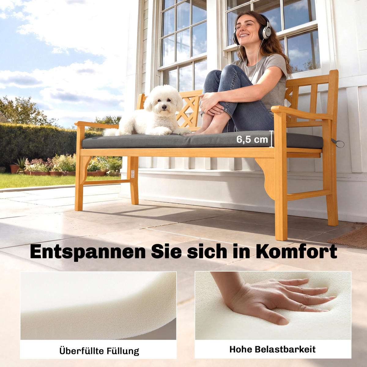 BANKPOLSTER DE-09011 Dunkelgrau - Dunkelgrau, Textil (110/46/6.5cm) - ComfortXL