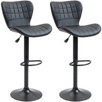 BARHOCKER, Kunstleder, Stahl, Schwarz - Schwarz, Kunststoff (51.5/109/47cm) - HOMCOM