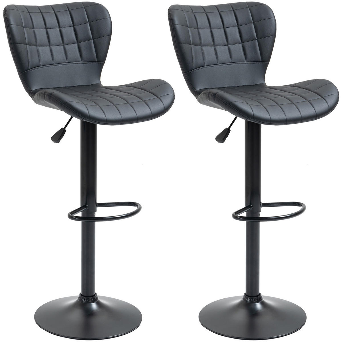 BARHOCKER, Kunstleder, Stahl, Schwarz - Schwarz, Kunststoff (51.5/109/47cm) - HOMCOM