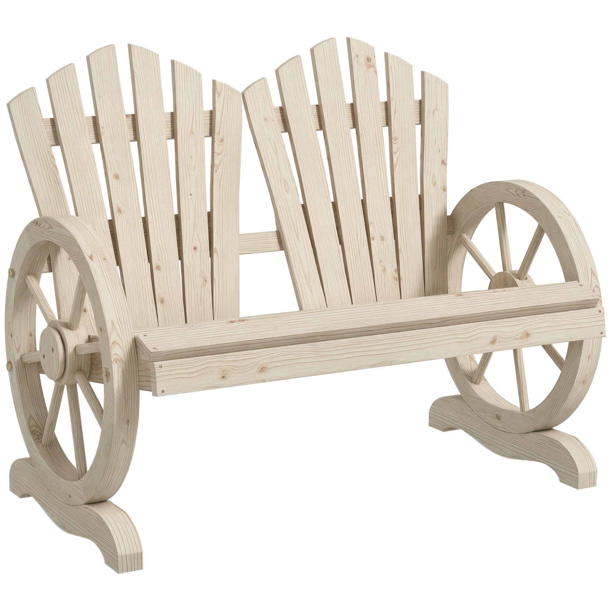 GARTENBANK DE-08279 Wagenrad-Design für 2 Personen Naturholz - Naturfarben, Holz (108/95/66cm) - ComfortXL