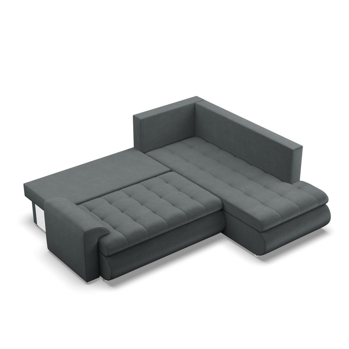 ECKSOFA RECHTS MIT SCHLAFFUNKTION FORESTA, Dunkelgrau - Dunkelgrau, Textil (230/200cm) - Mebligo