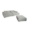 BIG SOFA-SET MIT TABLETT NATUR MADELINE Hellgrau Cord - Hellgrau/Schwarz, Kunststoff/Textil (290/85/170cm) - KAWOLA