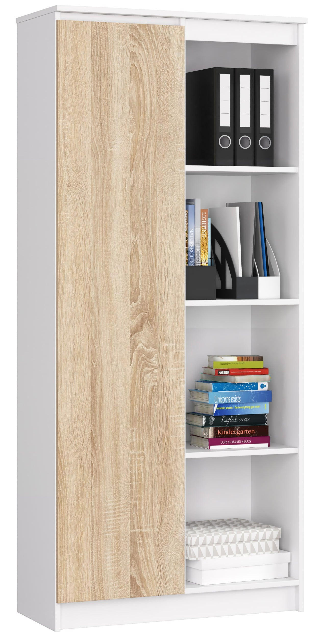RAUMHIRSCH FURNITURE STOJANOVÁ POLIČKA Bílá, dub Sonoma 180/80/35