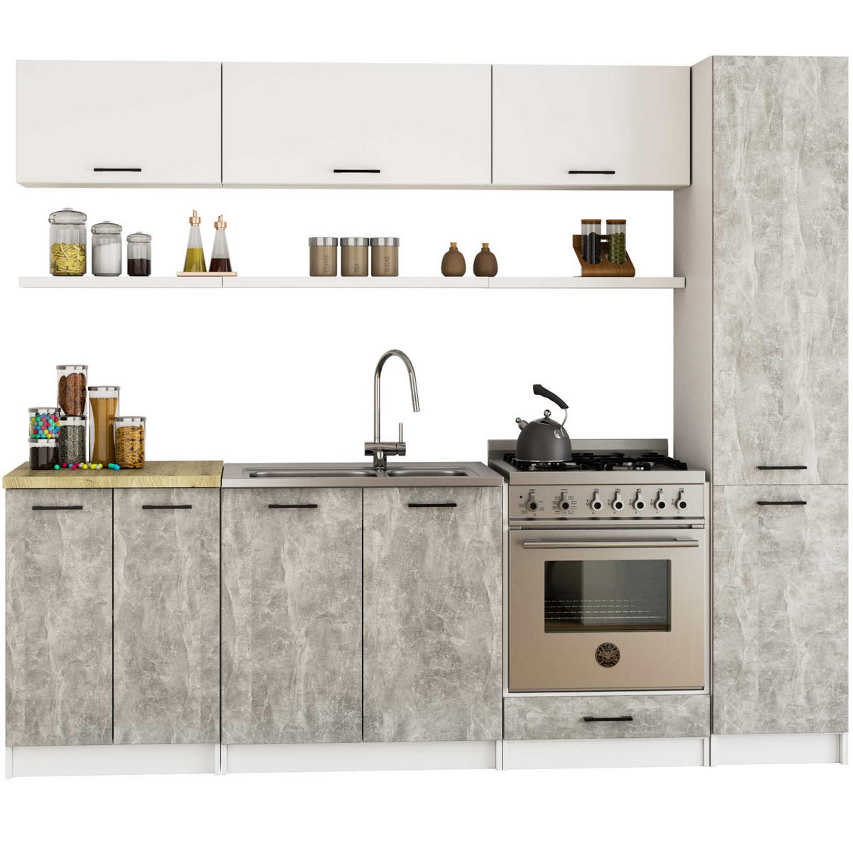 DULAP ÎNALT Alb, beton 205/40/57 - alb, compozit lemnos (40/205/57cm) - RAUMHIRSCH FURNITURE