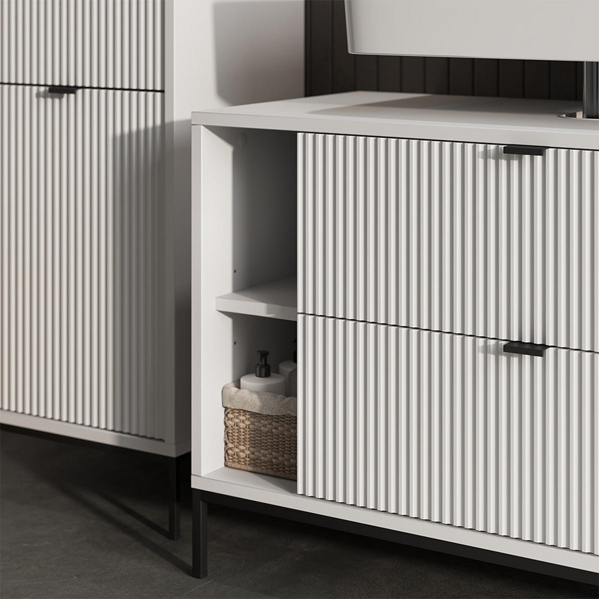 BADMÖBEL-SET Eliza Weiß 3 Teile - Weiß, Holzwerkstoff (100/63/45.1cm) - Vicco