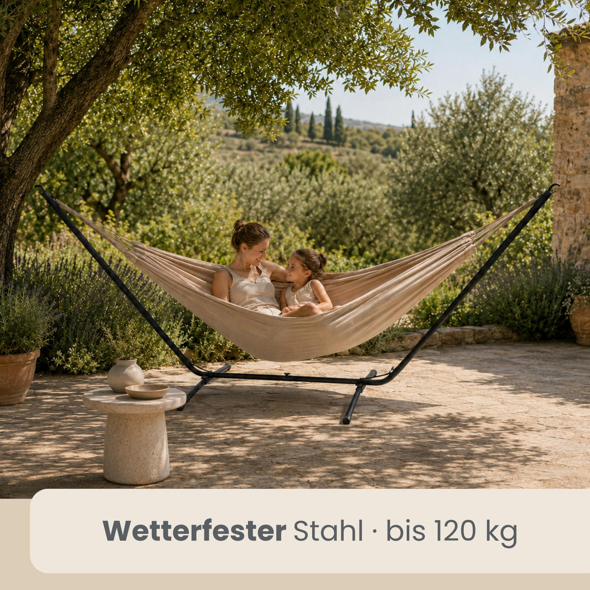 HÄNGEMATTENGESTELL bis 120kg, 310/100cm, schwarz - Schwarz, Metall (310/100/95cm) - Amanka