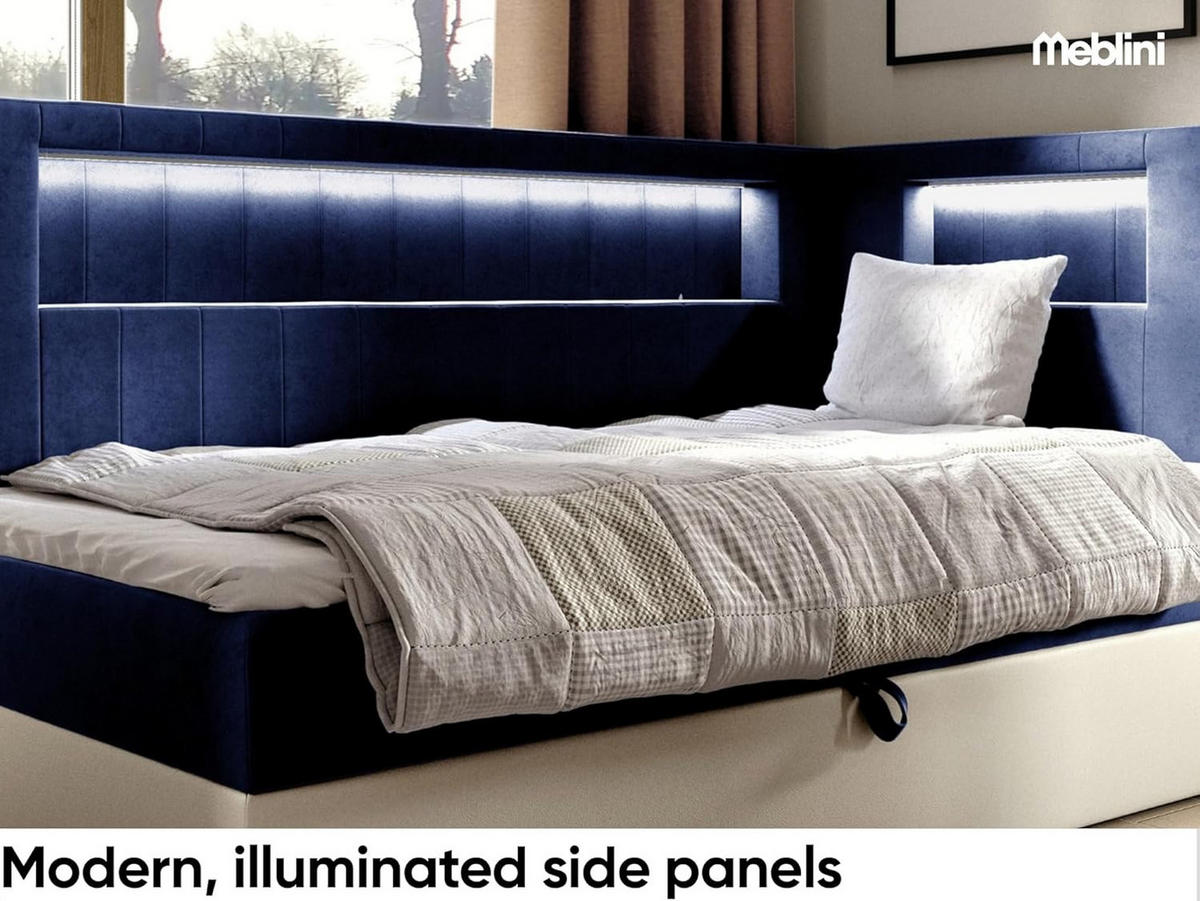 KINDERBETT GARETH 3 - Dunkelblau/Weiß, Holzwerkstoff (113/212cm) - Meblini