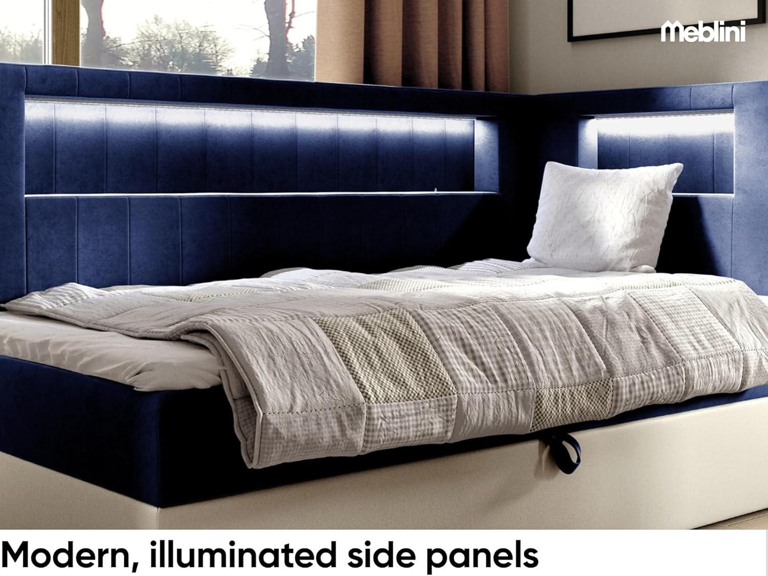 Thumbnail - Meblini Kinderbett, Dunkelblau, Weiß, Holzwerkstoff, 113x212 cm, Kinder- & Jugendzimmer, Kindermöbel, Kinderbetten, Kind...