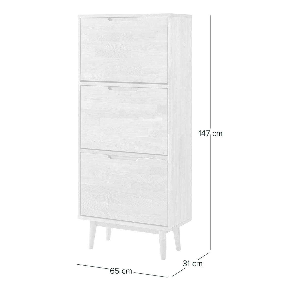 SCHUHKIPPER - Eiche massiv - Eichefarben/Braun, Holz (65/147/31cm) - home24