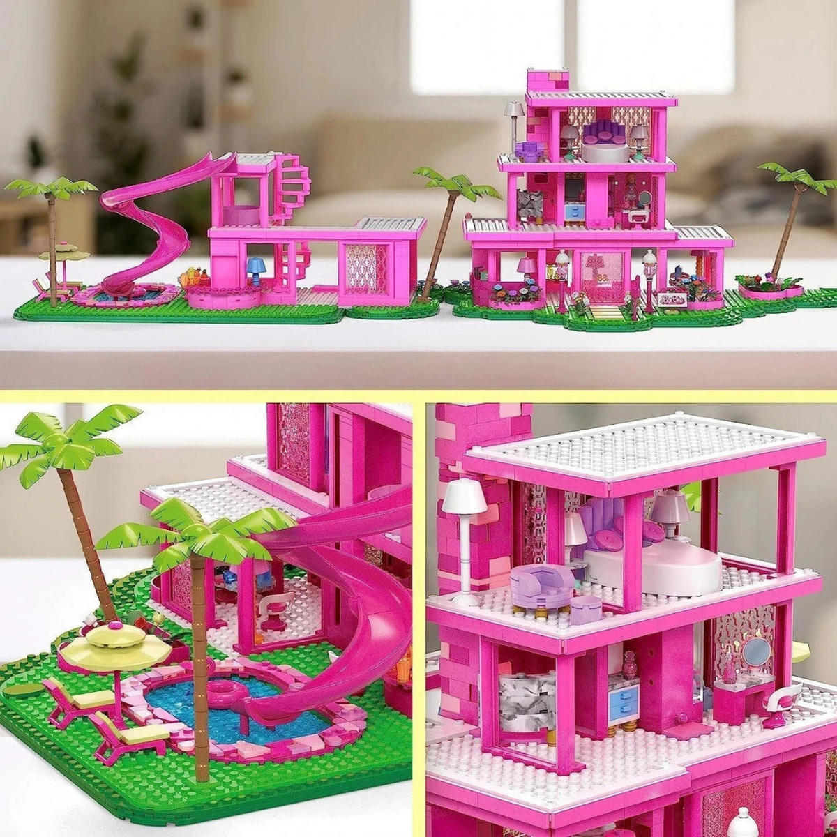 PUPPENHAUS Barbie Movie Traumvilla Bauset 1795 Teile, Puppenvilla, Spielhaus, Bausteinset, Barbie Haus, Spielzeug Set, Rollenspiel, Sammler Set - Pink, Kunststoff (50/30/30cm) - Barbie