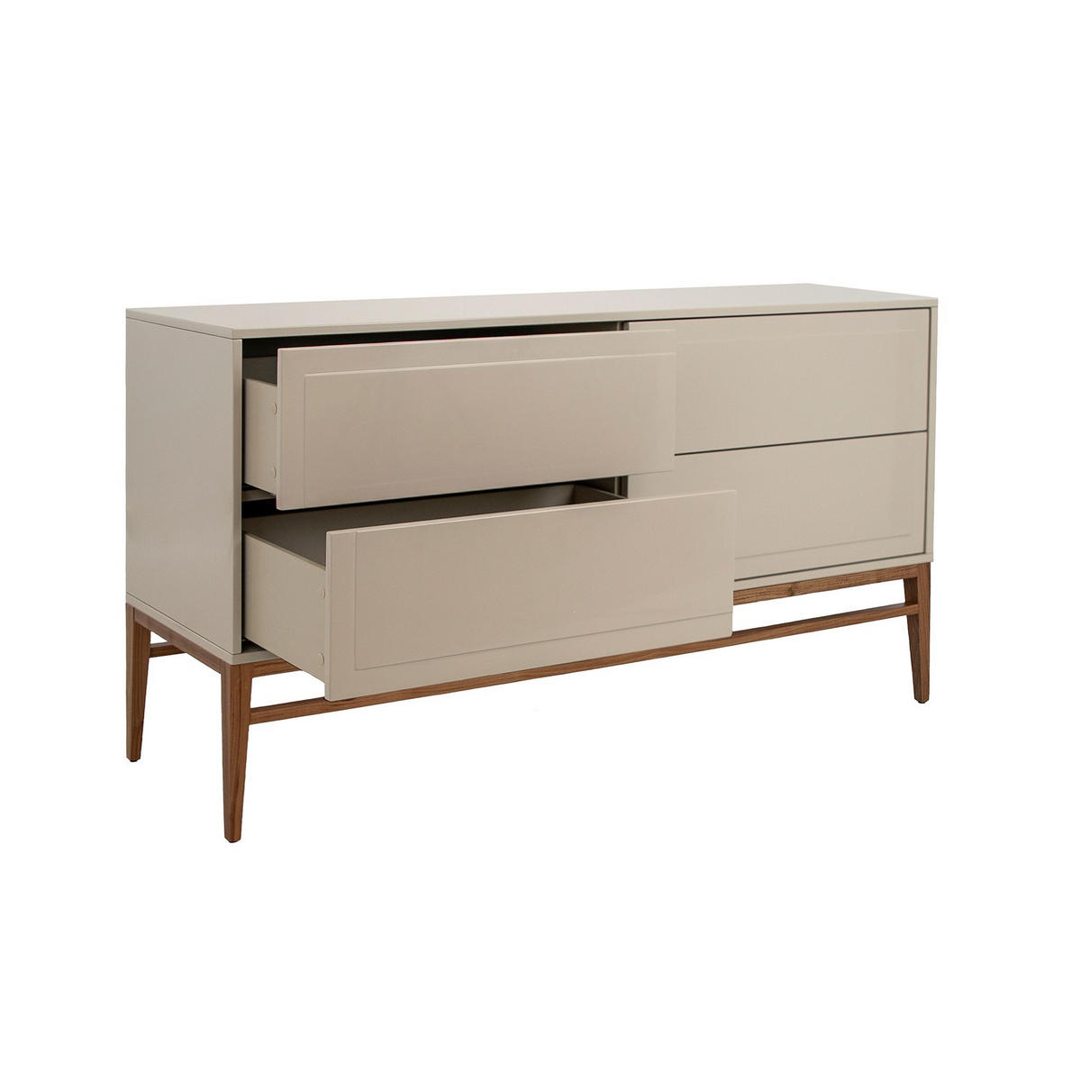 SIDEBOARD aus grauem Holz und Nussbaum 160/45/80 cm - Beige/Braun, Holz/Holzwerkstoff (160/80/45cm) - ANGEL CERDA