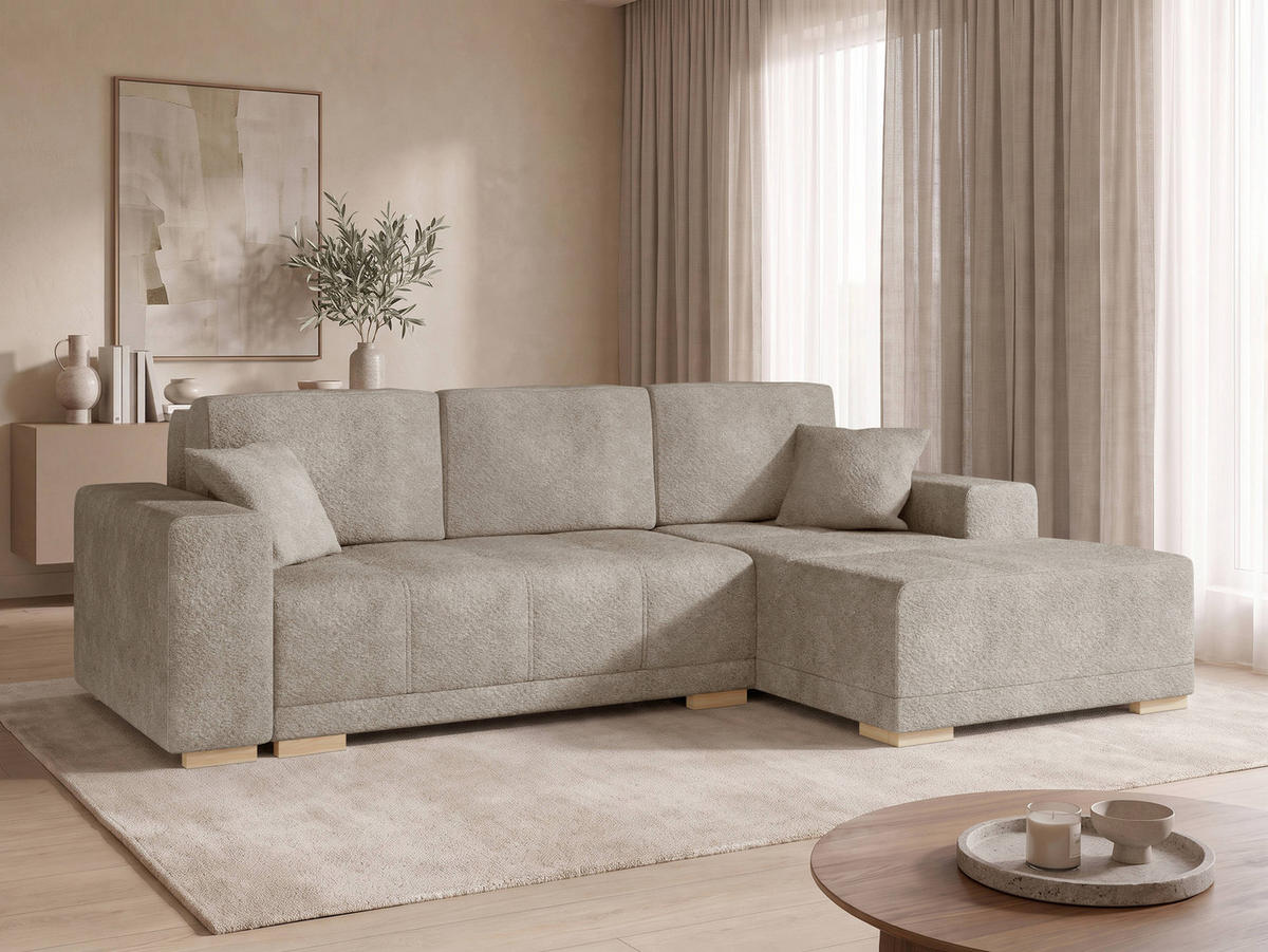 ECKSCHLAFSOFA Bello, Seite: Rechts - Hellbraun/Naturfarben, Holz/Textil (140/240cm) - MIRJAN24