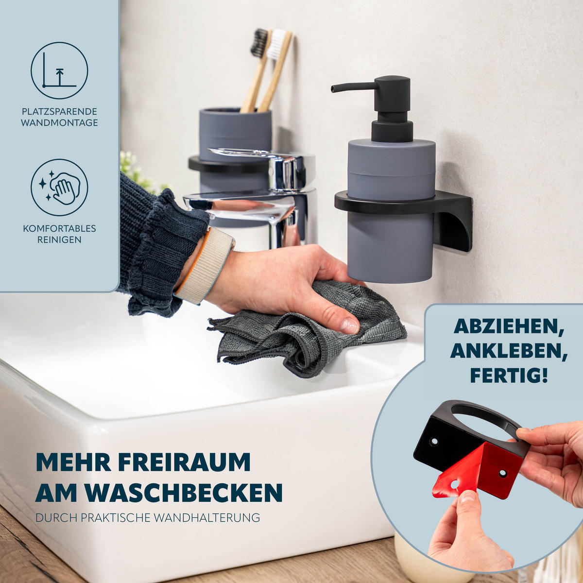 SEIFENSPENDER SAVONA Softtouch, grau, rund - Grau, Kunststoff (9/16/10.5cm) - bremermann