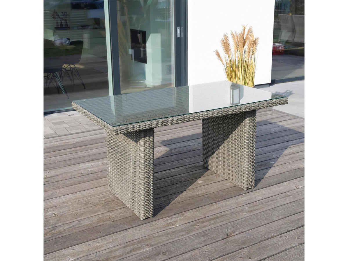 GARTEN-SITZGRUPPE Bilbao Braun Polyrattan für 7 Personen - Braun, Naturmaterialien - Green Spirit