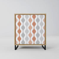SIDEBOARD HAZY NOSTALGIA, Eichefarben, 57,5x42x67,5 cm, Schwarze Metall-Rahmenfüße - Eichefarben/Multicolor, Holzwerkstoff/Metall (57.5/67.5/42cm) - SpaceRebels