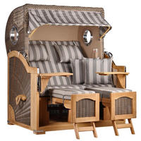 STRANDKORB Düne 2 Sitzer Teak PE Grey - Braun/Grau, Holz/Metall (125/170/80cm) - Mr. Deko