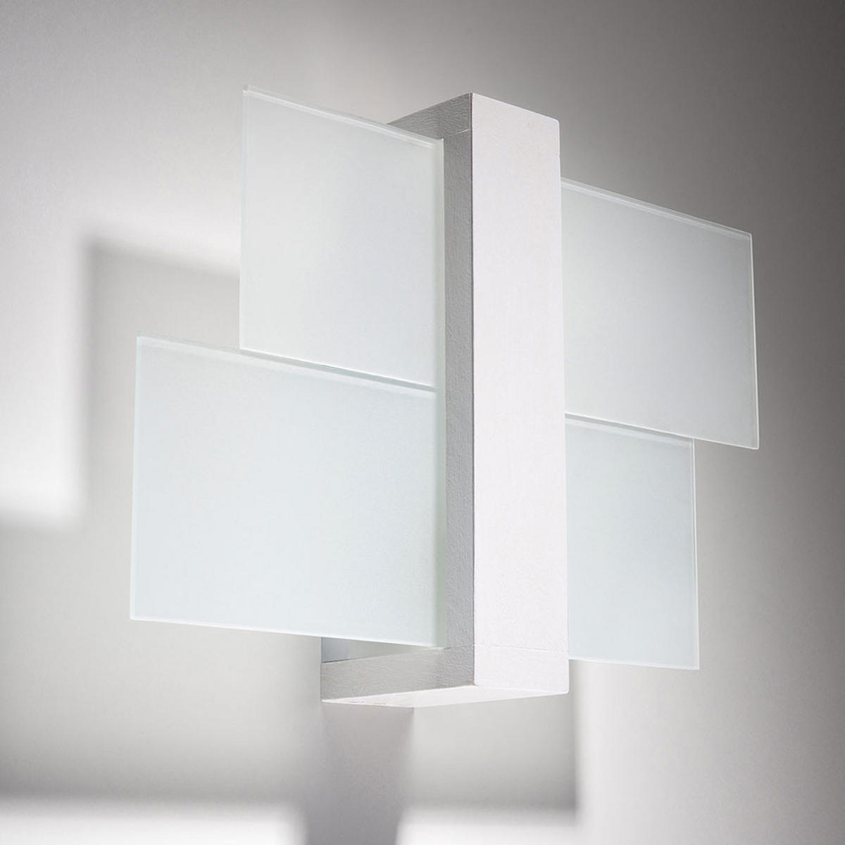 WANDLEUCHTE Holz Weiß Glas - Weiß, Holz (30/30/12cm)