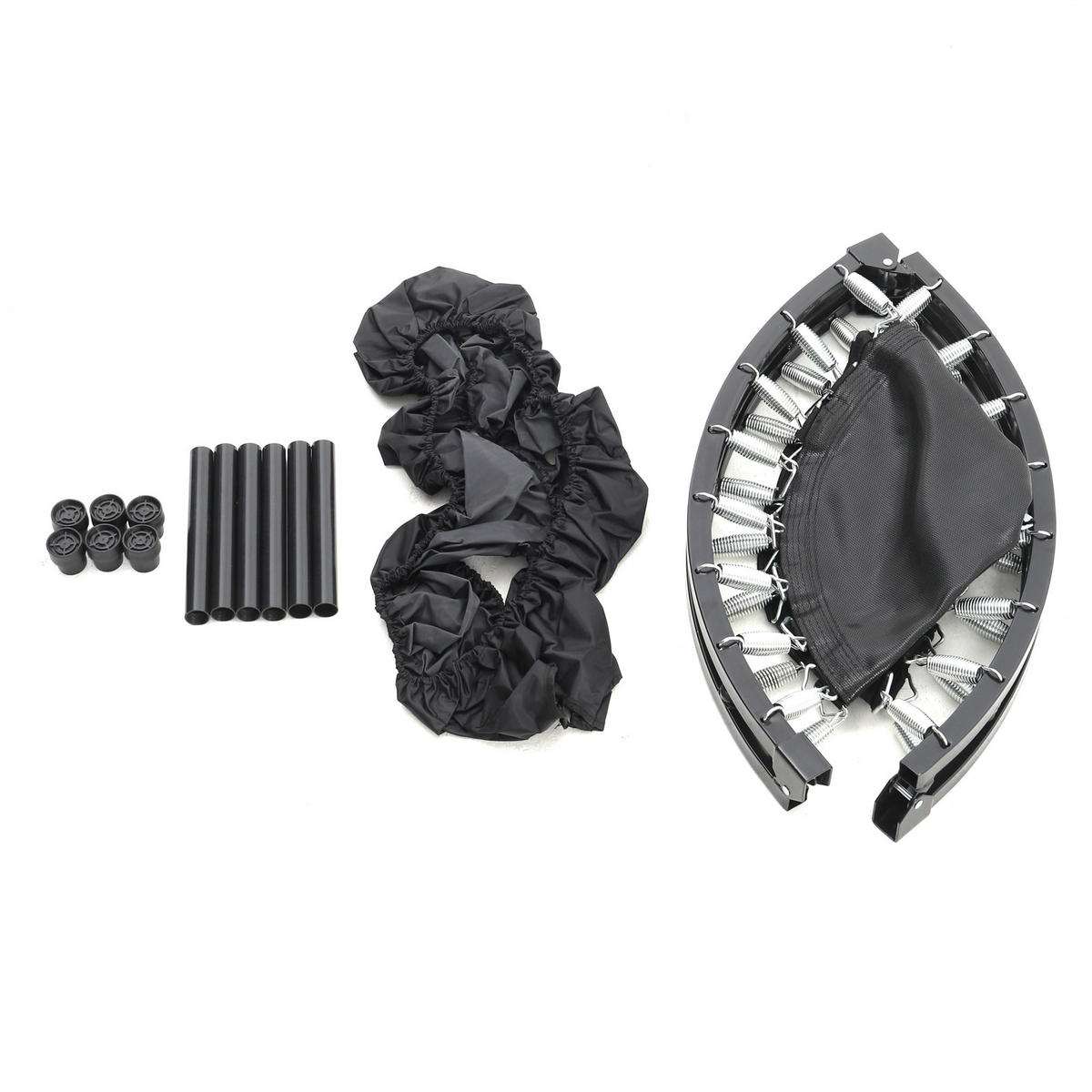38-ZOLL-INDOOR-FALTTRAMPOLIN aus Stahl, Oxford-Gewebe, Federn in Schwarz 96 cm Durchmesser x 25.5 cm Höhe - Schwarz, Metall (96/96/25.5cm) - Livingandhome