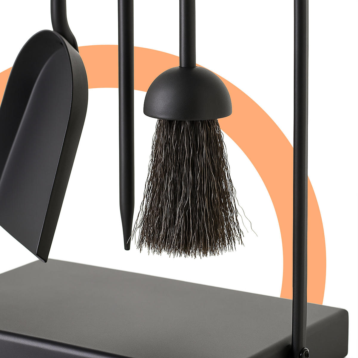 4-TLG.KAMINBESTECK-SET - Schwarz, Metall (15/40/22.5cm) - Relaxdays