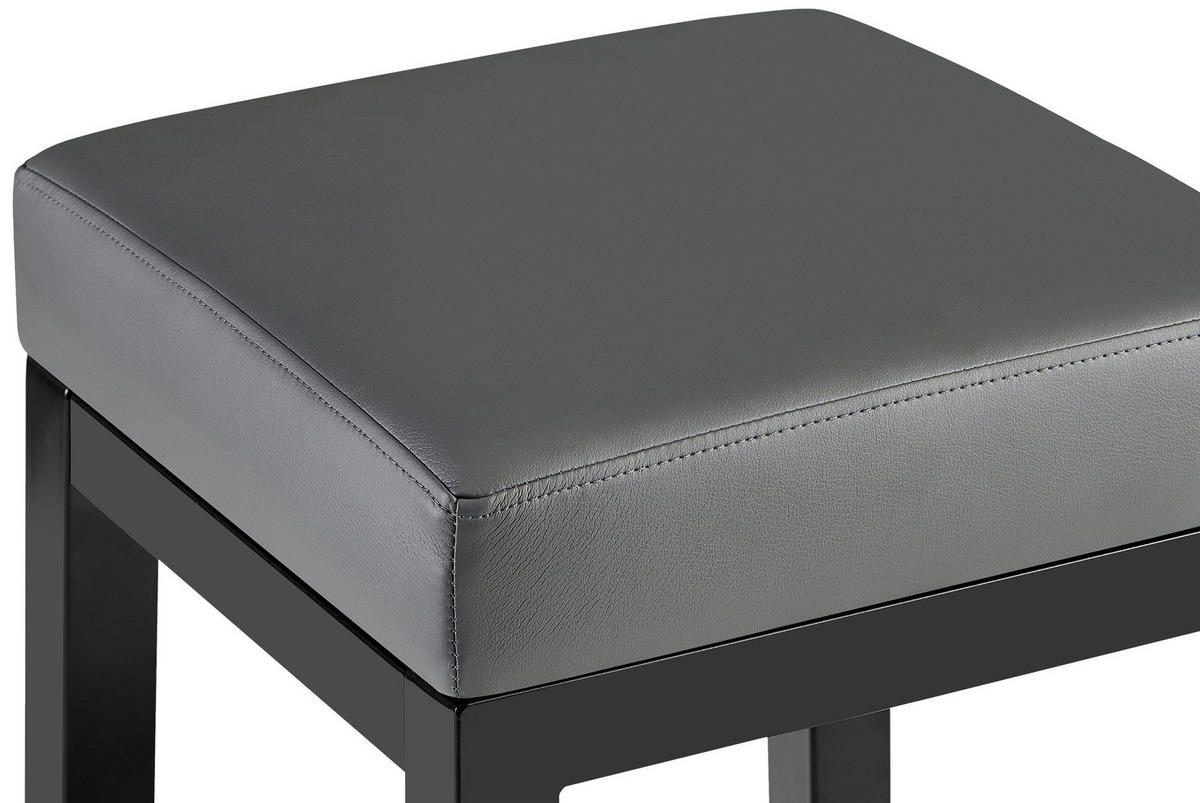 BARHOCKER Lederlook Grau - Schwarz/Grau, Textil/Metall (37/83/37cm) - CLP