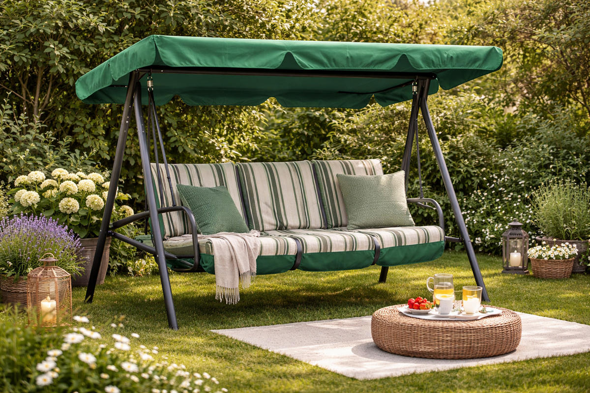 ERSATZDACH Hollywoodschaukel 145x210 cm Grün - Grün, Textil (145/18/210cm) - QUICK STAR