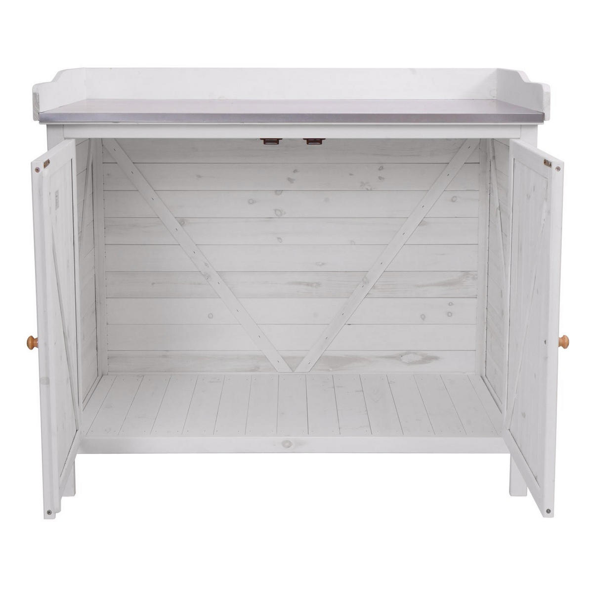 GARTENSCHRANK mit Arbeitsplatte 86x104x52cm Outdoor Tanne Holz Weiß - Weiß, Holz (104/86/52cm) - PROREGAL