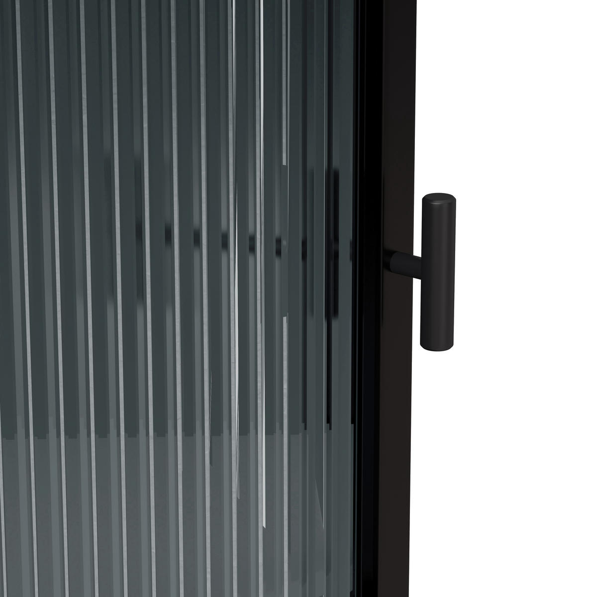 ECKSCHRANK Schwarz Metall & Glas 110cm mit 3 Ebenen & Tür - Schwarz, Metall (56/110/42.5cm) - Urban Meuble