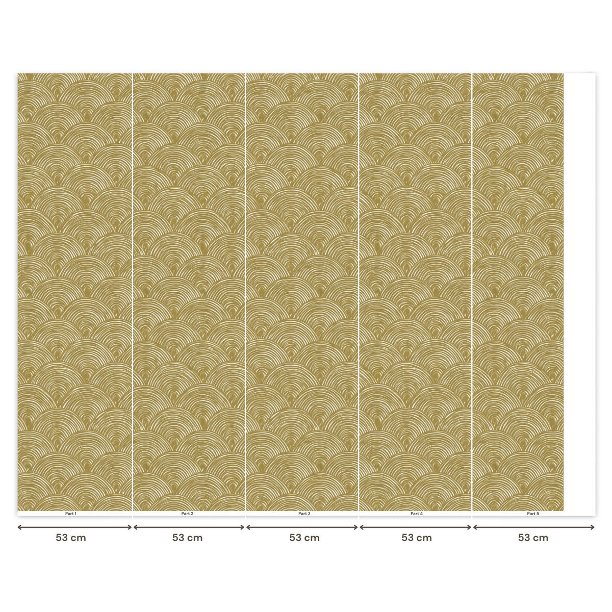 TAPETE - Fächer - Geometrisch - Grün - 240x200 cm - Goldfarben, Papier (240/200cm) - OnlyWow