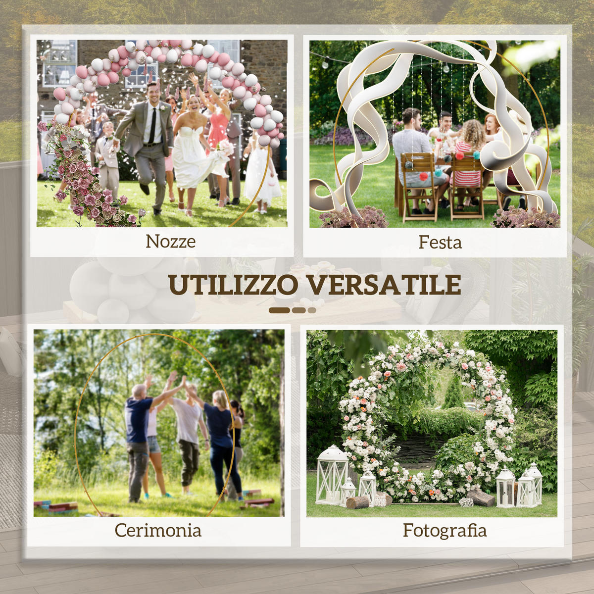 GARTENBOGEN,RUND Stahl Hochzeit Ballon 222x60x224cm,gold - Goldfarben, Metall (13.5/25/72.5cm) - Vallsero
