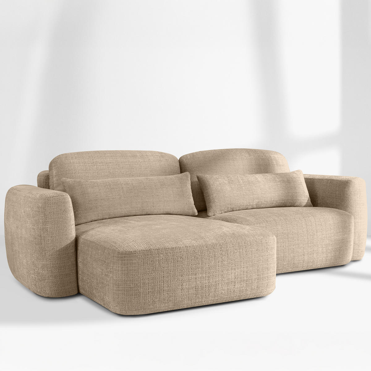 SITZGARNITUR ELOSA - Beige, Holz/Textil (245/85/165cm) - KONSIMO®