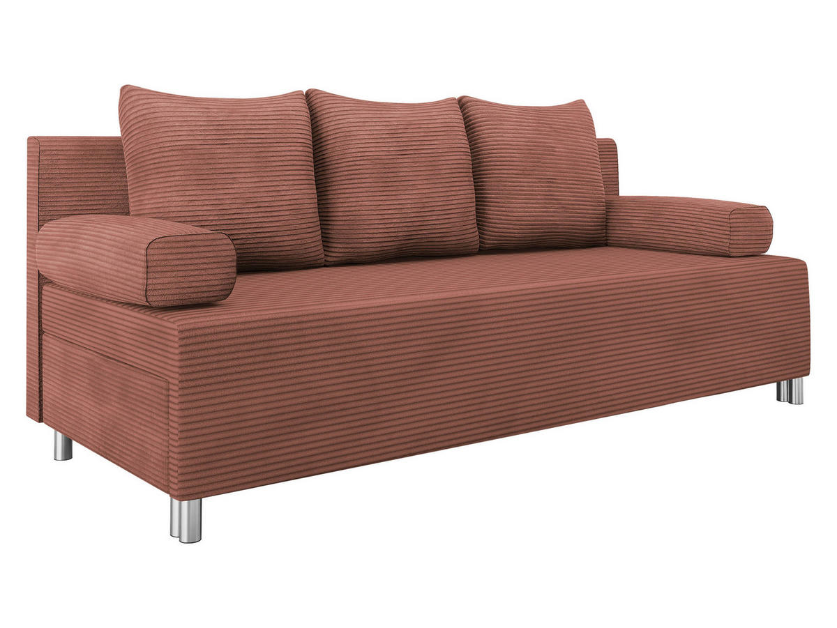 SCHLAFSOFA Dover Cord - Chromfarben/Rosa, Holz/Kunststoff (192/86/80cm) - MIRJAN24