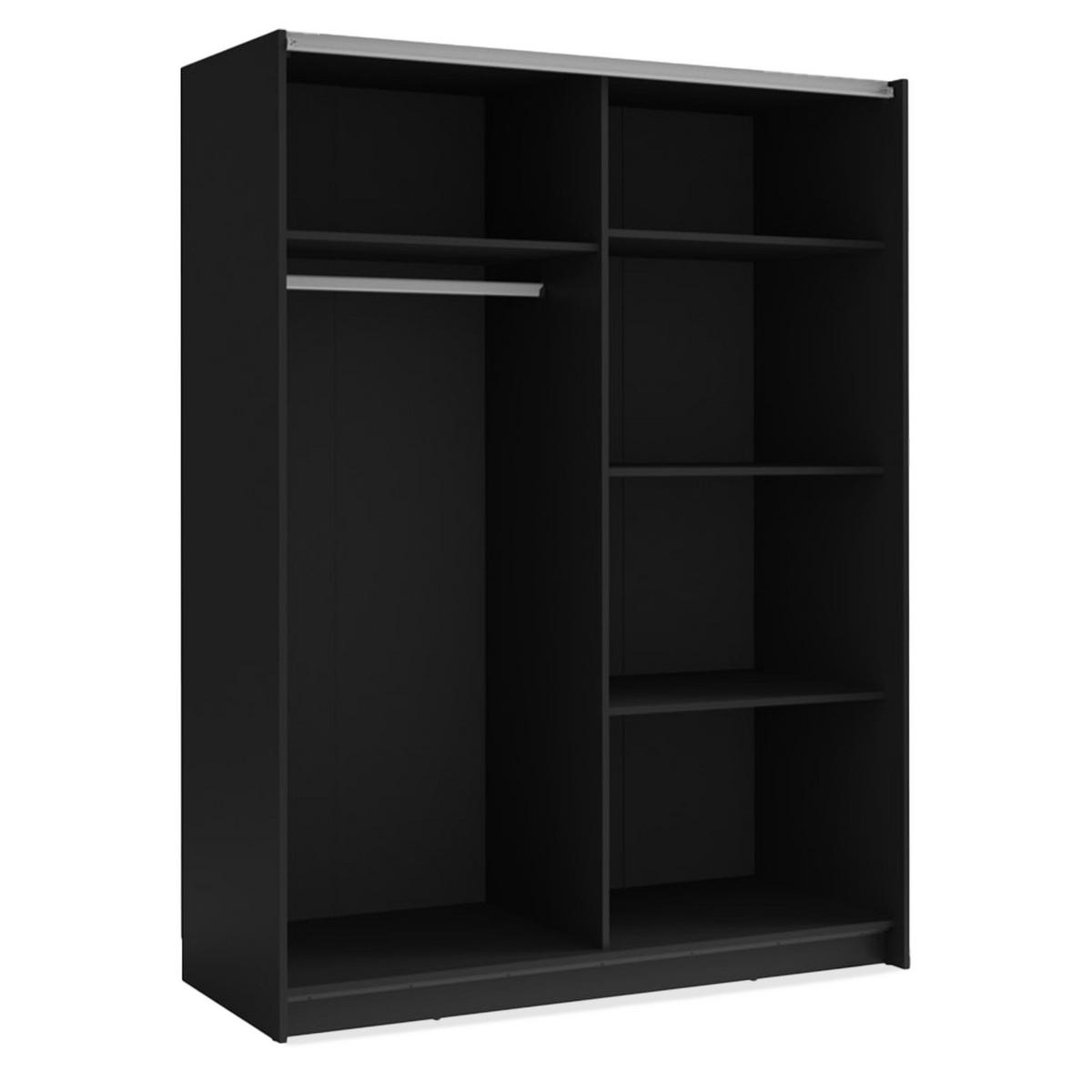 SCHIEBETÜRENSCHRANK CASTARI Schwarz / Artisan Eiche - Schwarz/Eiche Artisan, Holzwerkstoff (200.2/198.5/62cm) - KONSIMO®