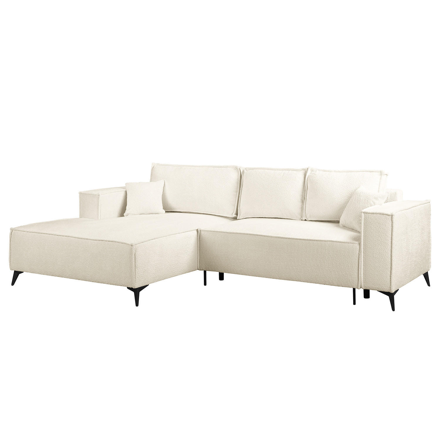 ECKSOFA mit Schlaffunktion - Schwarz/Weiß, Textil (294/185cm) - home24