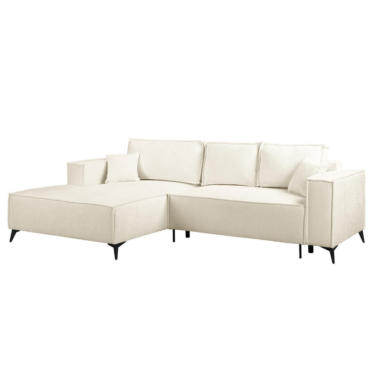 ECKSOFA mit Schlaffunktion - Schwarz/Weiß, Textil (294/185cm) - home24