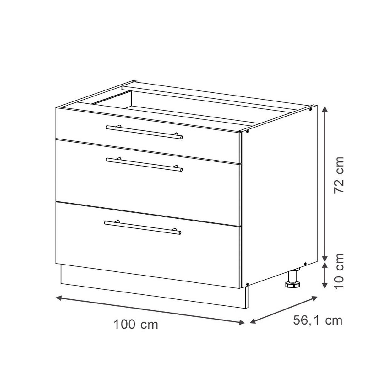 KÜCHENUNTERSCHRANK Fame-Line, Bordeaux Hochglanz/Anthrazit, 100 cm, AP Anthrazit - Bordeaux/Anthrazit, Holzwerkstoff (100/82/60cm) - Vicco